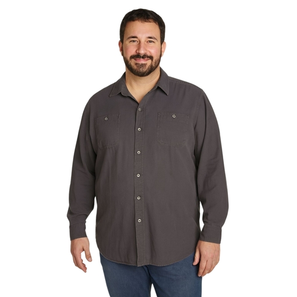 Wrangler Other - Wrangler Gray Vintage Wash Button Down Long Sleeve Casual Shirt Size 2XL Cotton